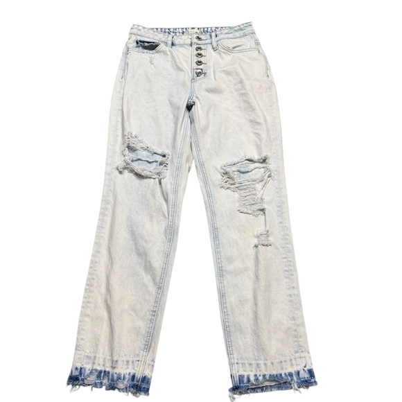 👖 Altar’d State Vervet Light Wash Distressed Button Fly Jeans 👖 - Picture 1 of 6
